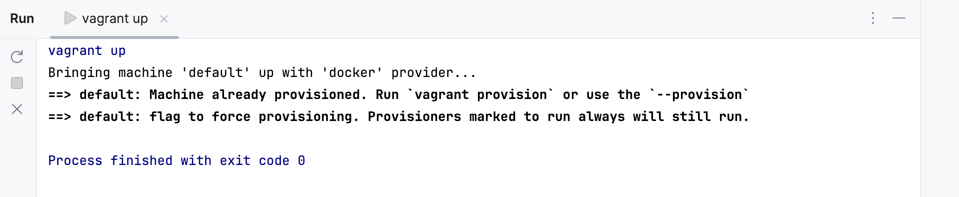 Run tool window: vagrant up Run tool window: vagrant up