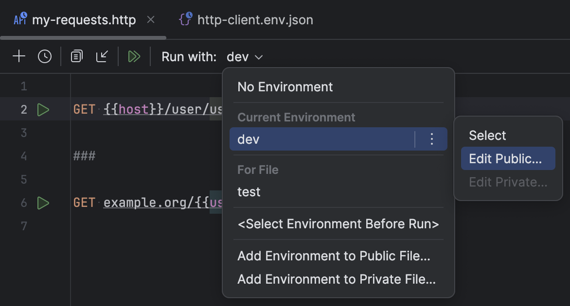 HTTP Client variables | IntelliJ IDEA Documentation
