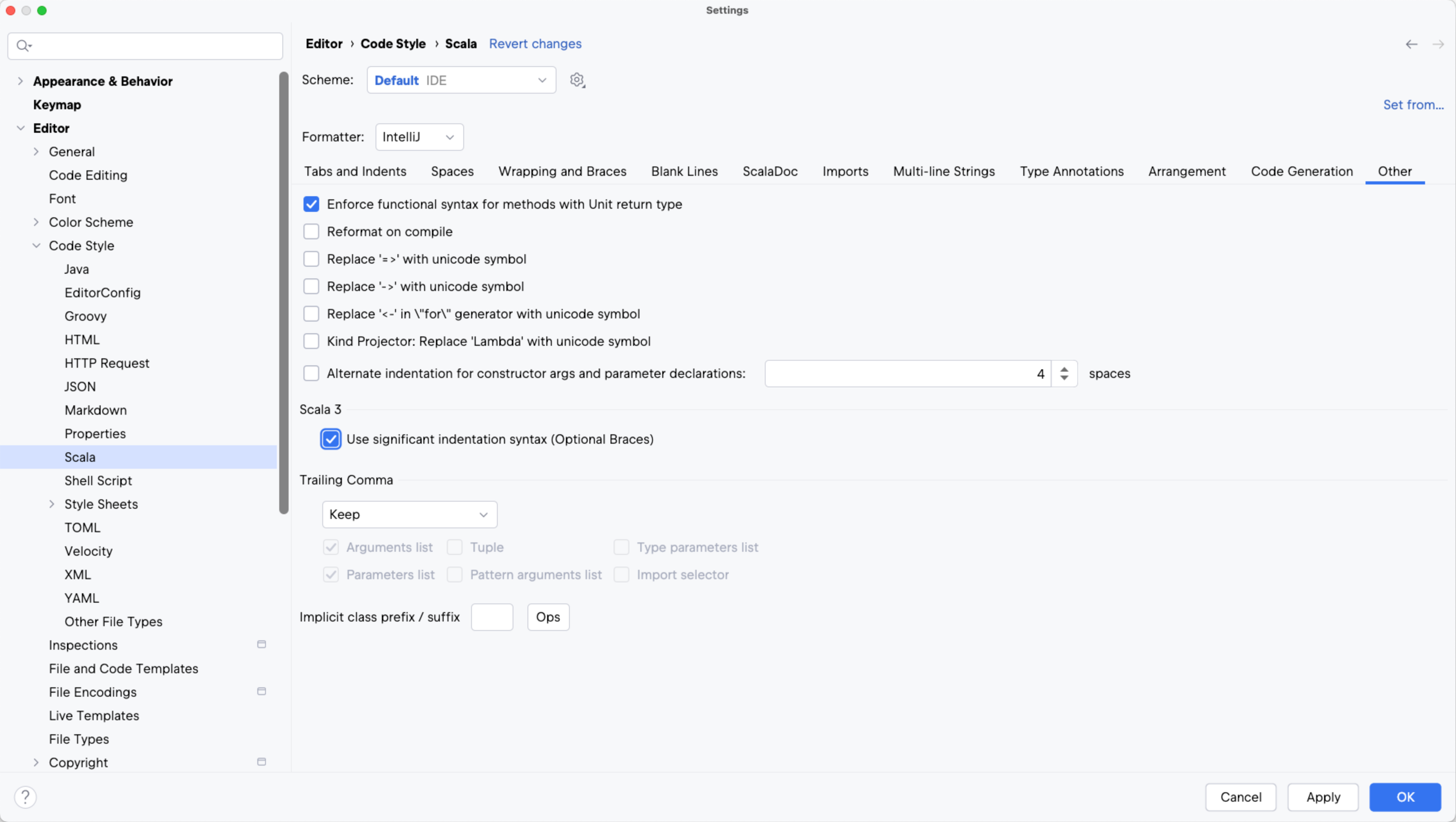 Scala 3 Significant
Indentation checkbox in Settings Scala 3 Significant
Indentation checkbox in Settings