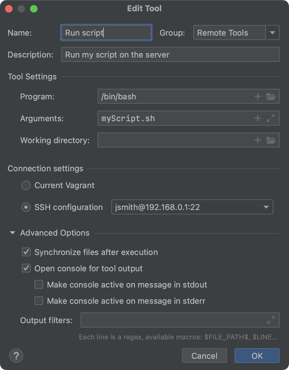 Remote SSH External Tools | PyCharm Documentation