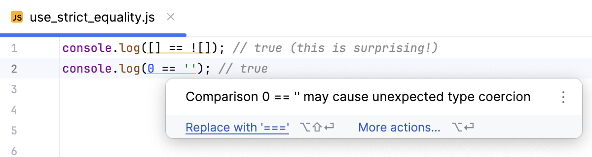 Replace loose equality with strict equality - quick fix