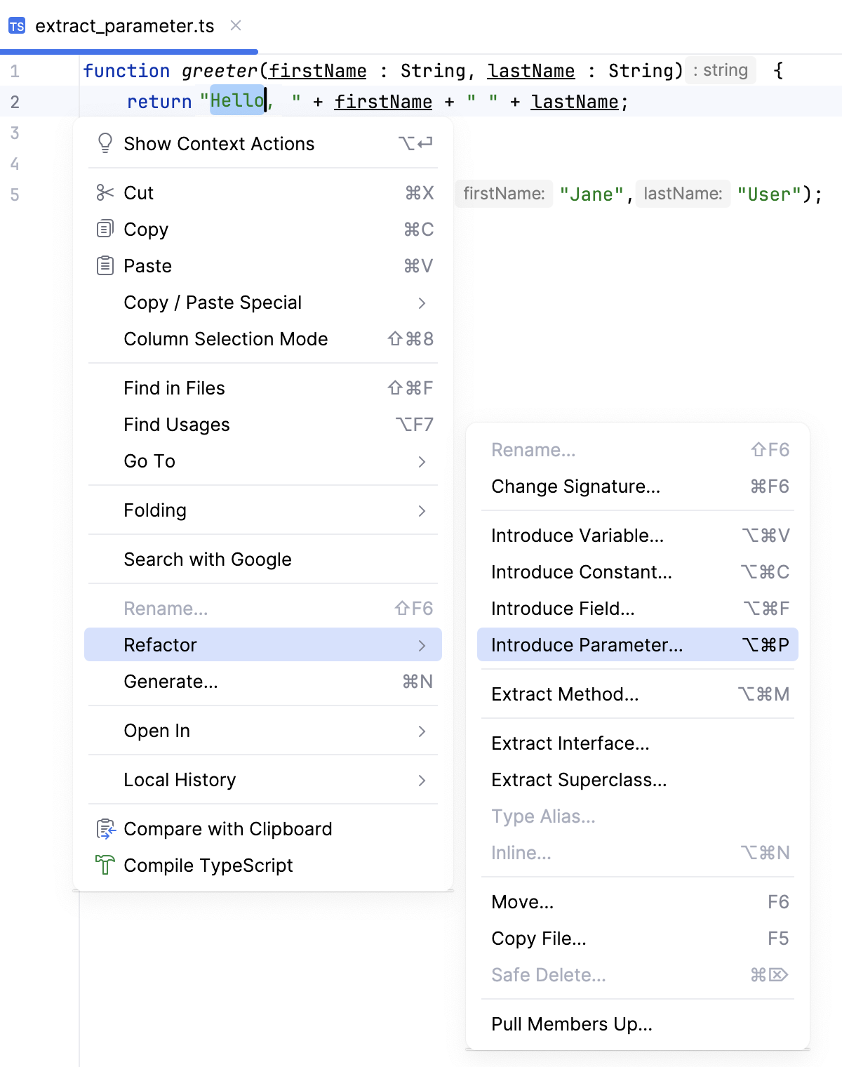 Invoke the Introduce Parameter refactoring
