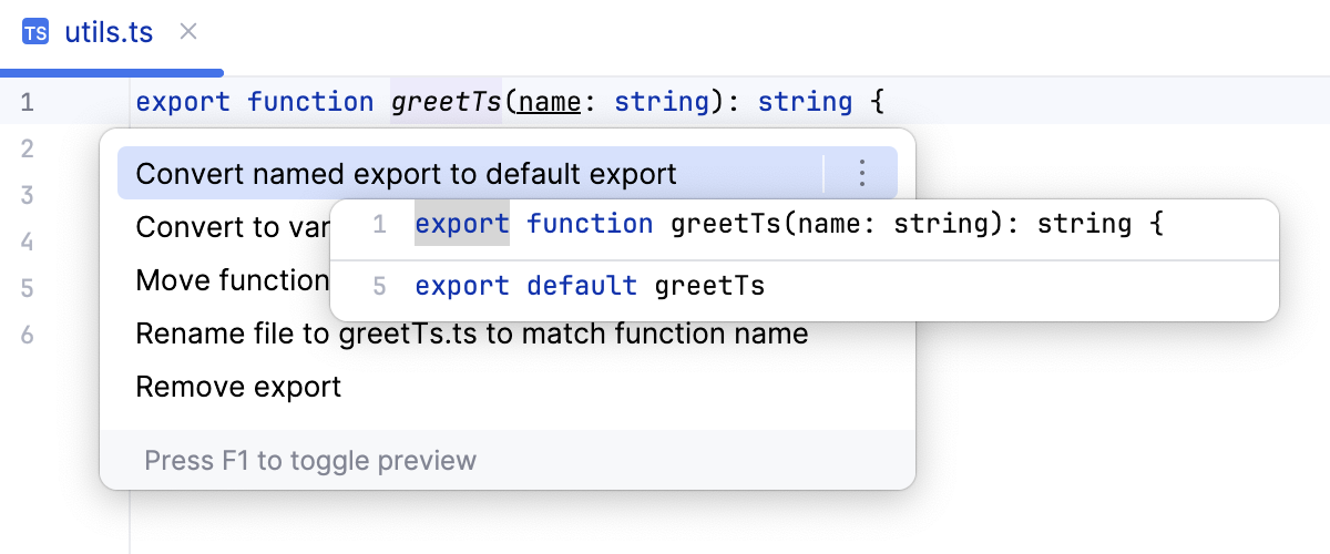 Convert named export to default export from an export statement