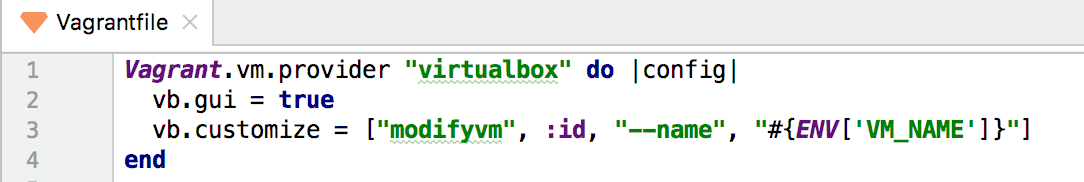 在 Vagrantfile 中新增的环境变量 在 Vagrantfile 中新增的环境变量