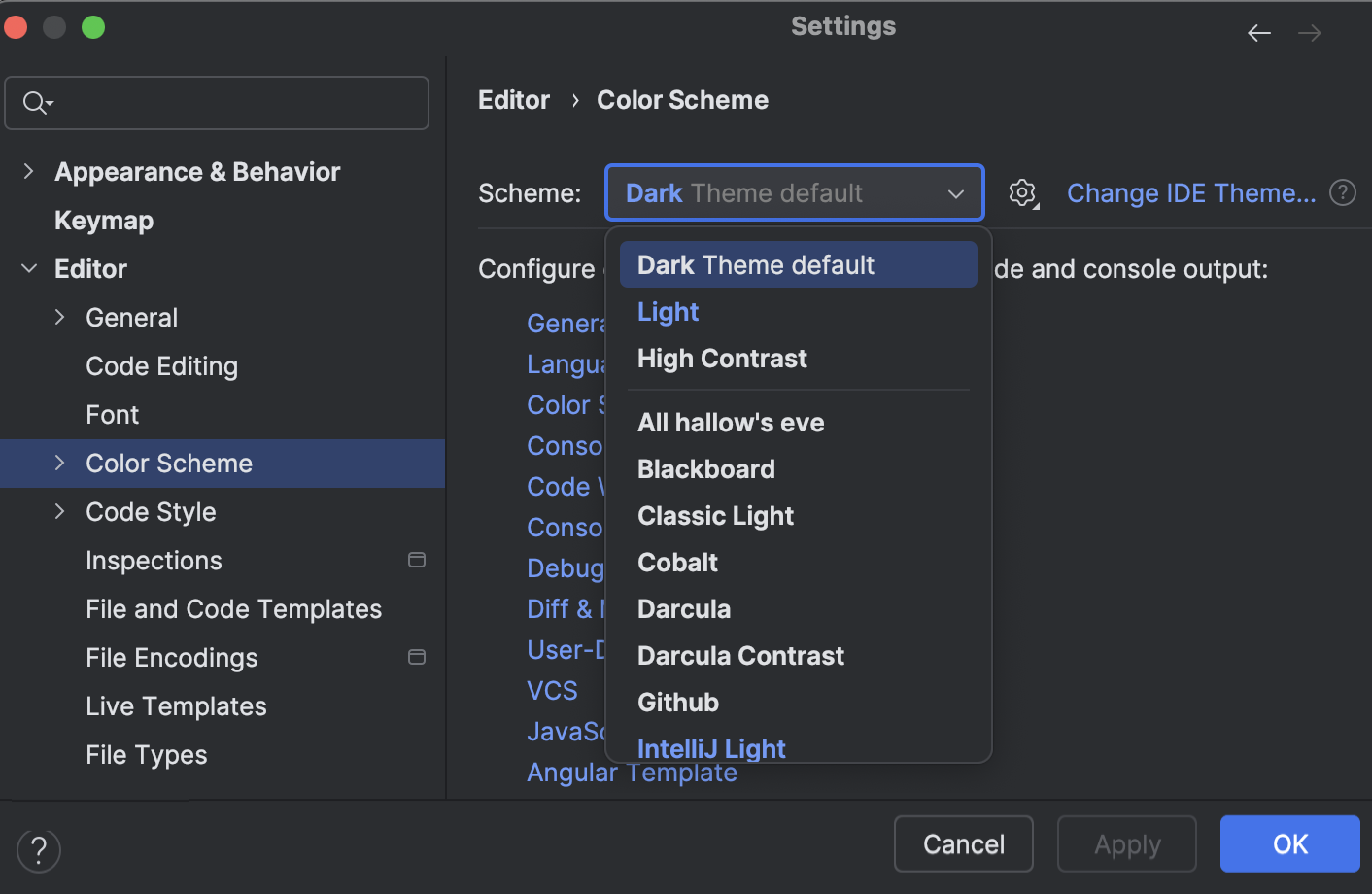 Color schemes: fonts and colors in the editor | WebStorm Documentation