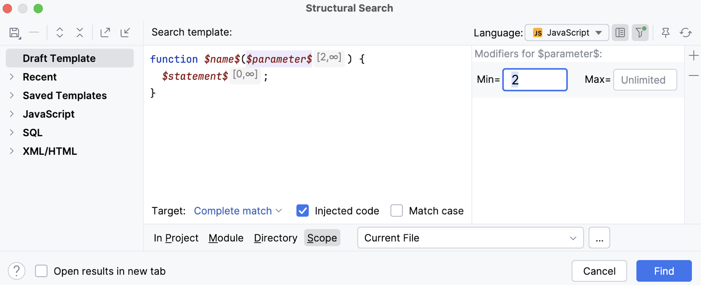 the Edit filters popup