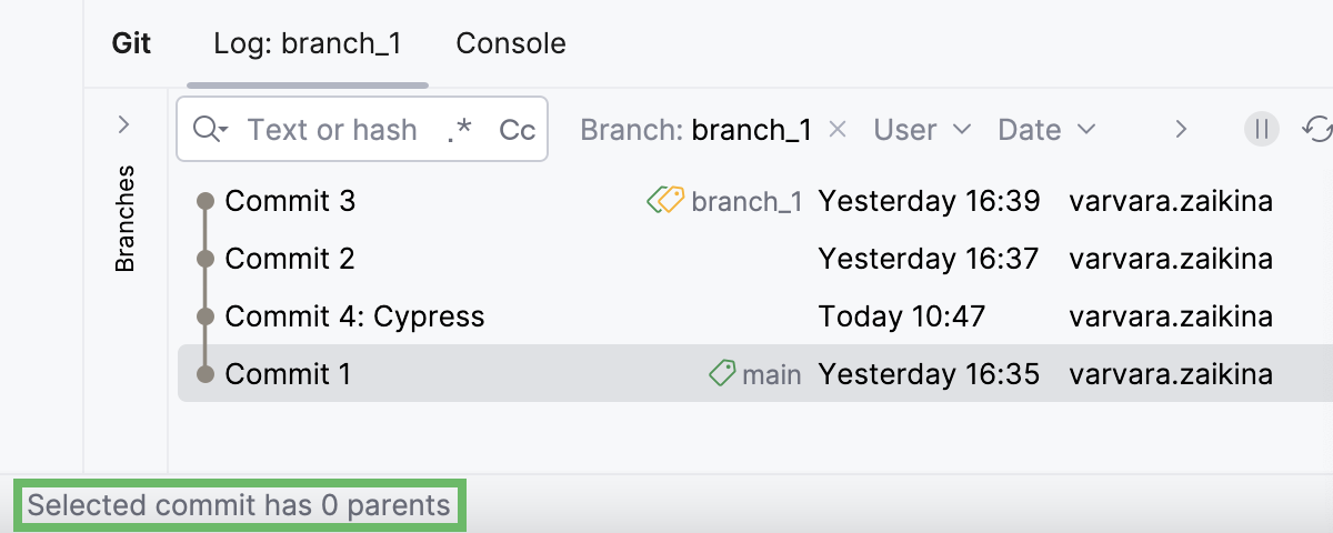 Status bar message: interactive rebase is disabled Status bar message: interactive rebase is disabled