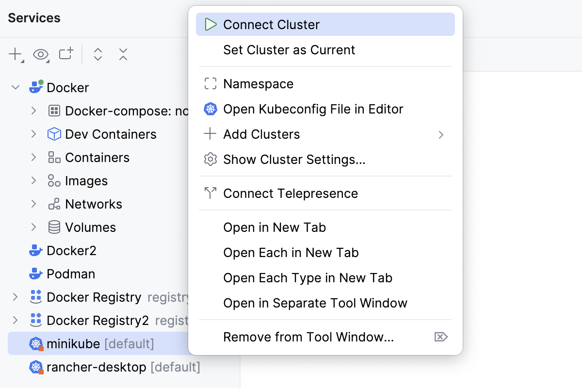 Connect to the minikube cluster