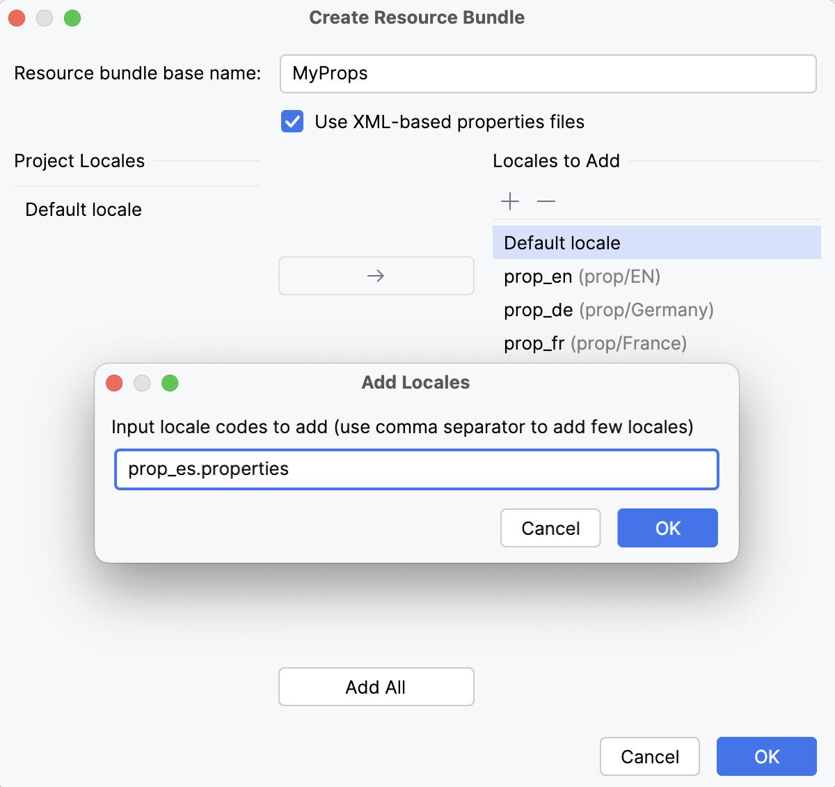 Create resource bundle dialog