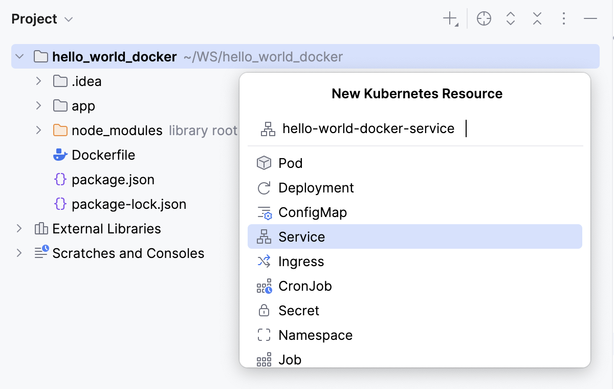 Create a new Service manifest