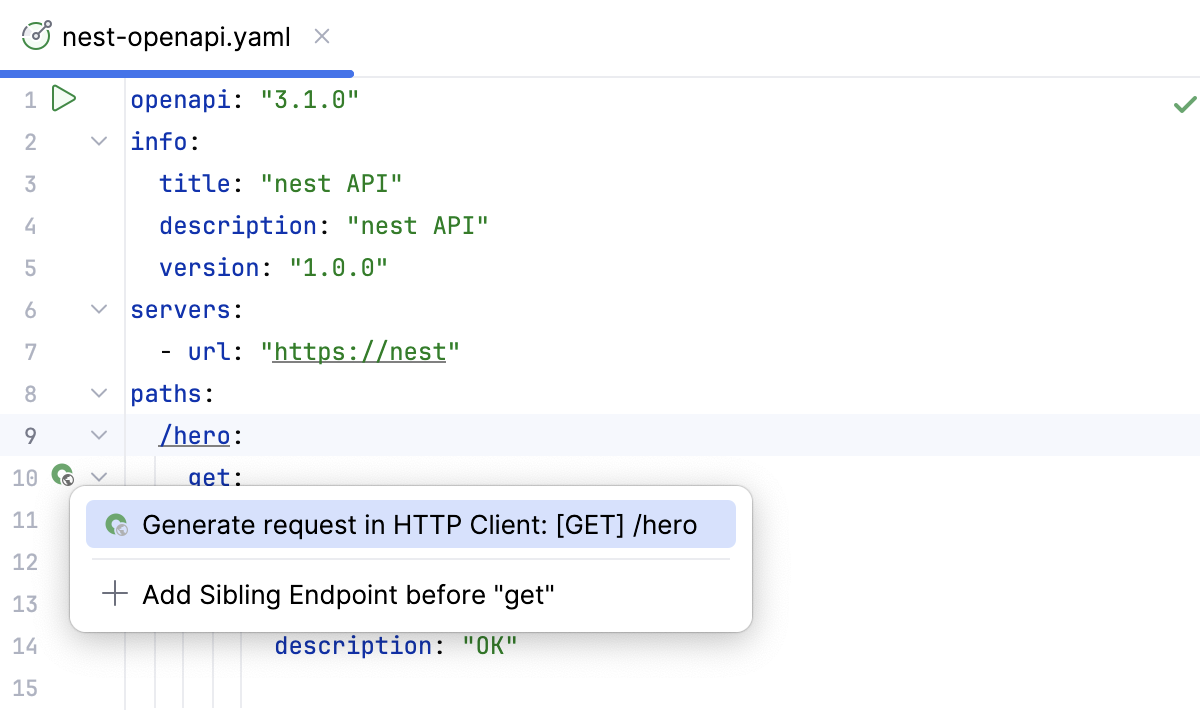 Generate an HTTP request to an endpoint