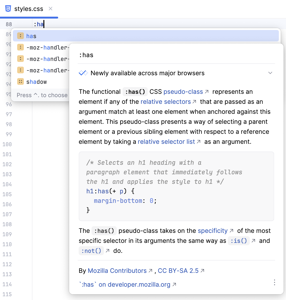 Style sheets quick documentation: Baseline, newly available