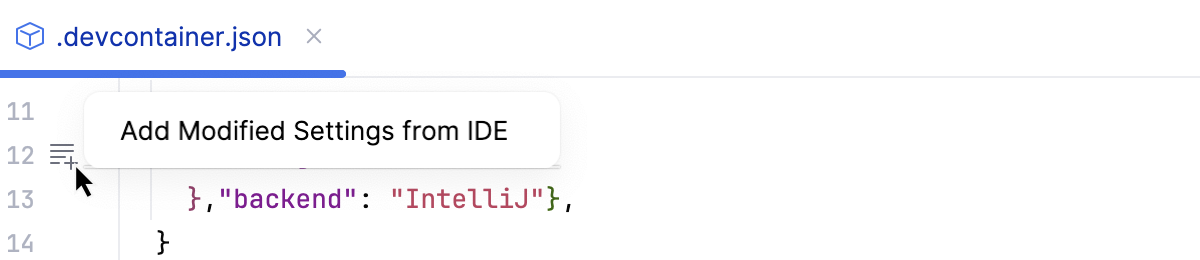 JSON file customizations section