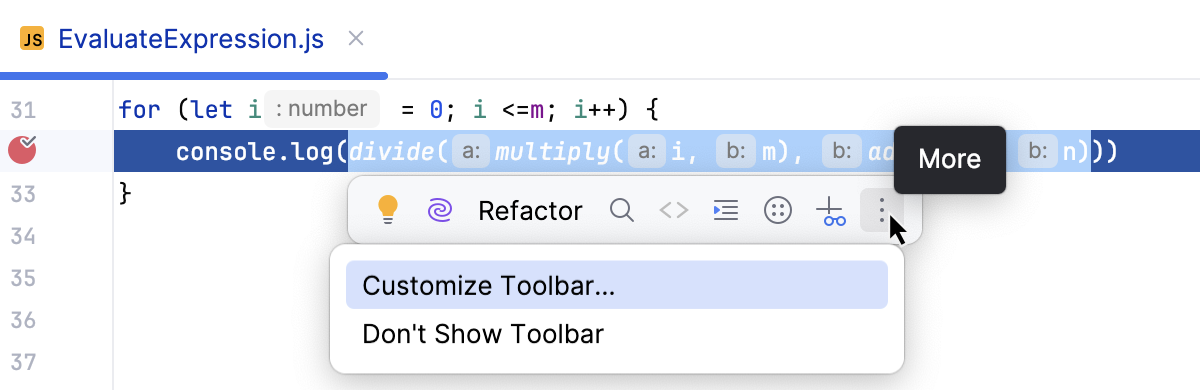 Customize the floating toolbar