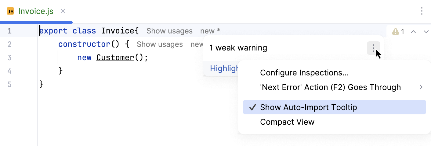 Disable auto-import tooltip