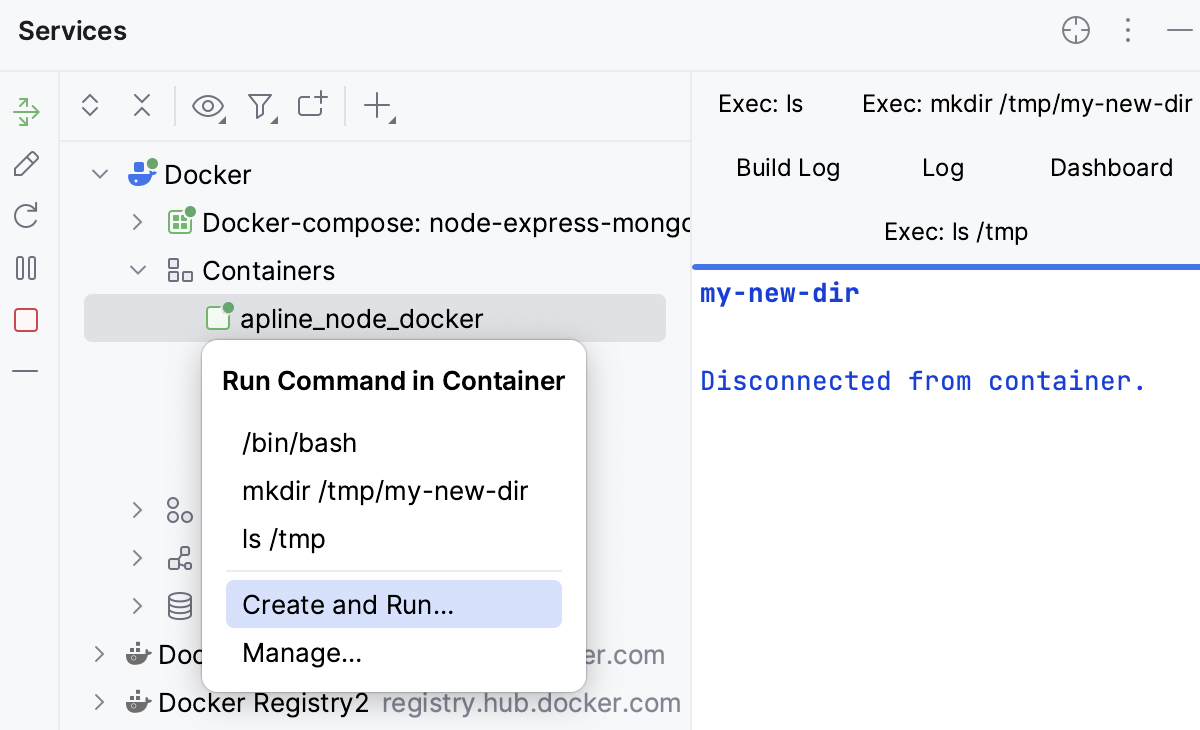 Execute a command in a running container Execute a command in a running container
