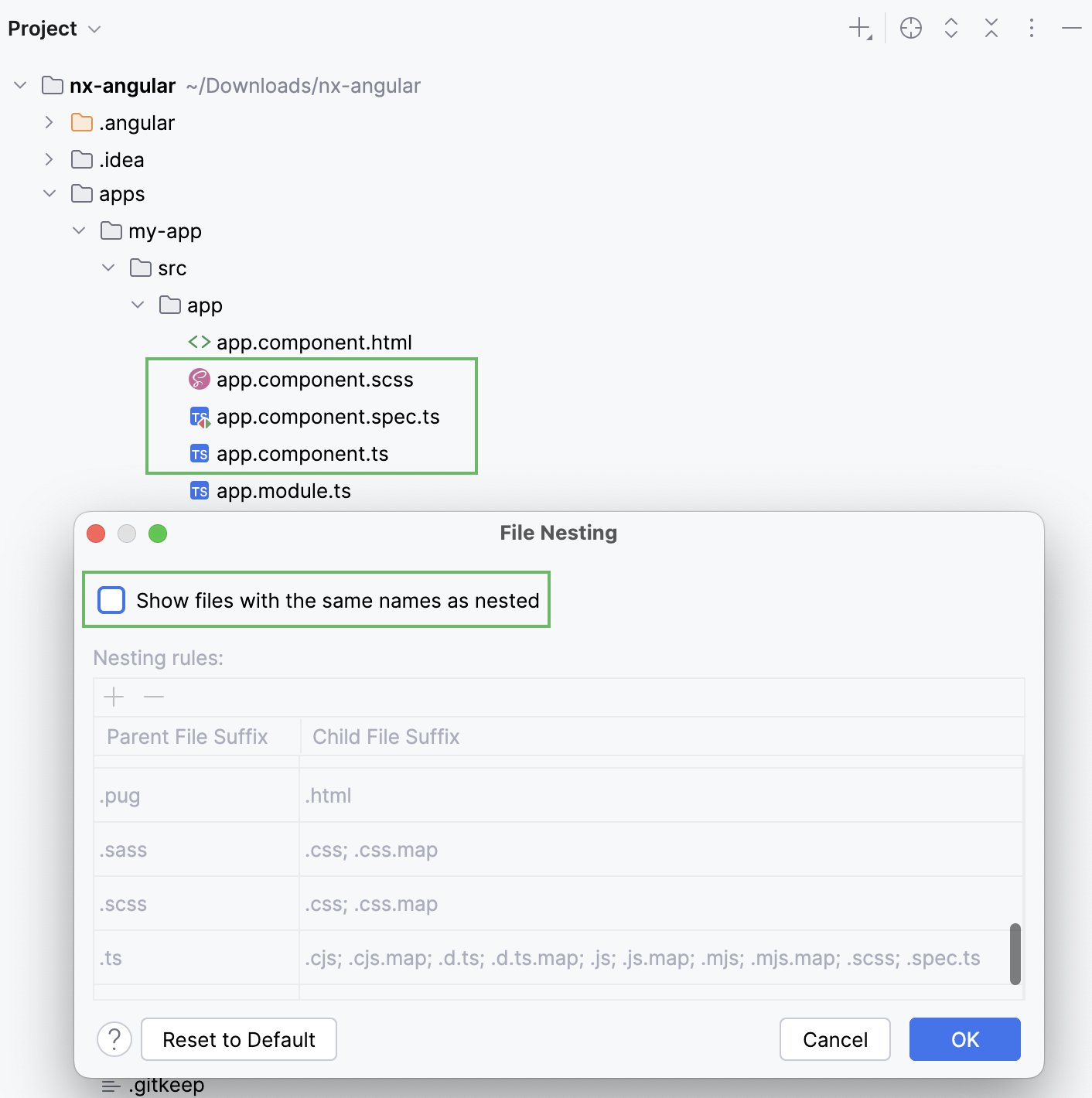 Nesting rules off Nesting rules off