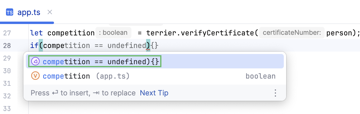Full Line completion suggestions in completion list Full Line completion suggestions in completion list