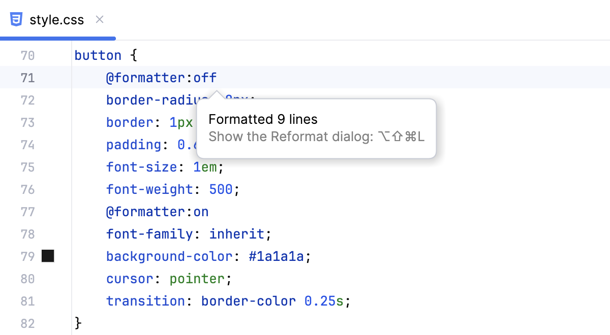 Formatter markers off Formatter markers off