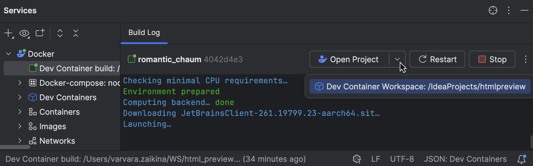Start Dev Container inside IDE | WebStorm Documentation