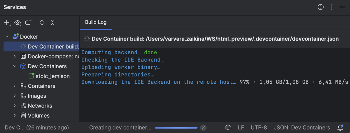 Start Dev Container inside IDE | WebStorm Documentation