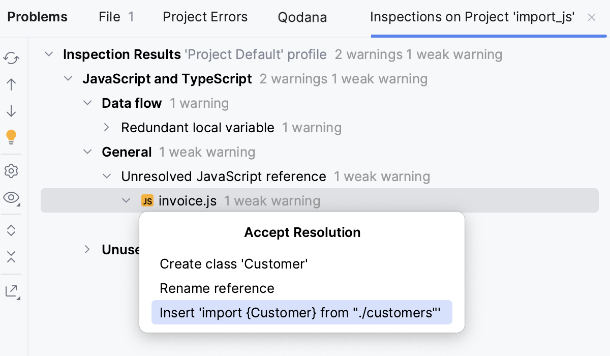 Problems tool window