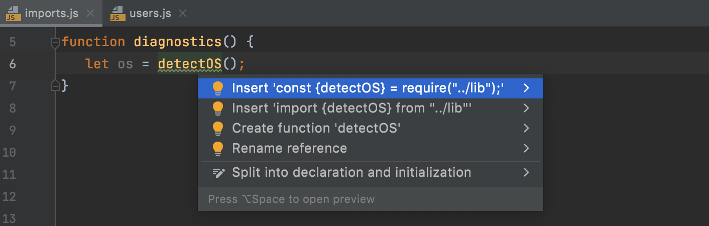 JavaScript | IntelliJ IDEA Documentation