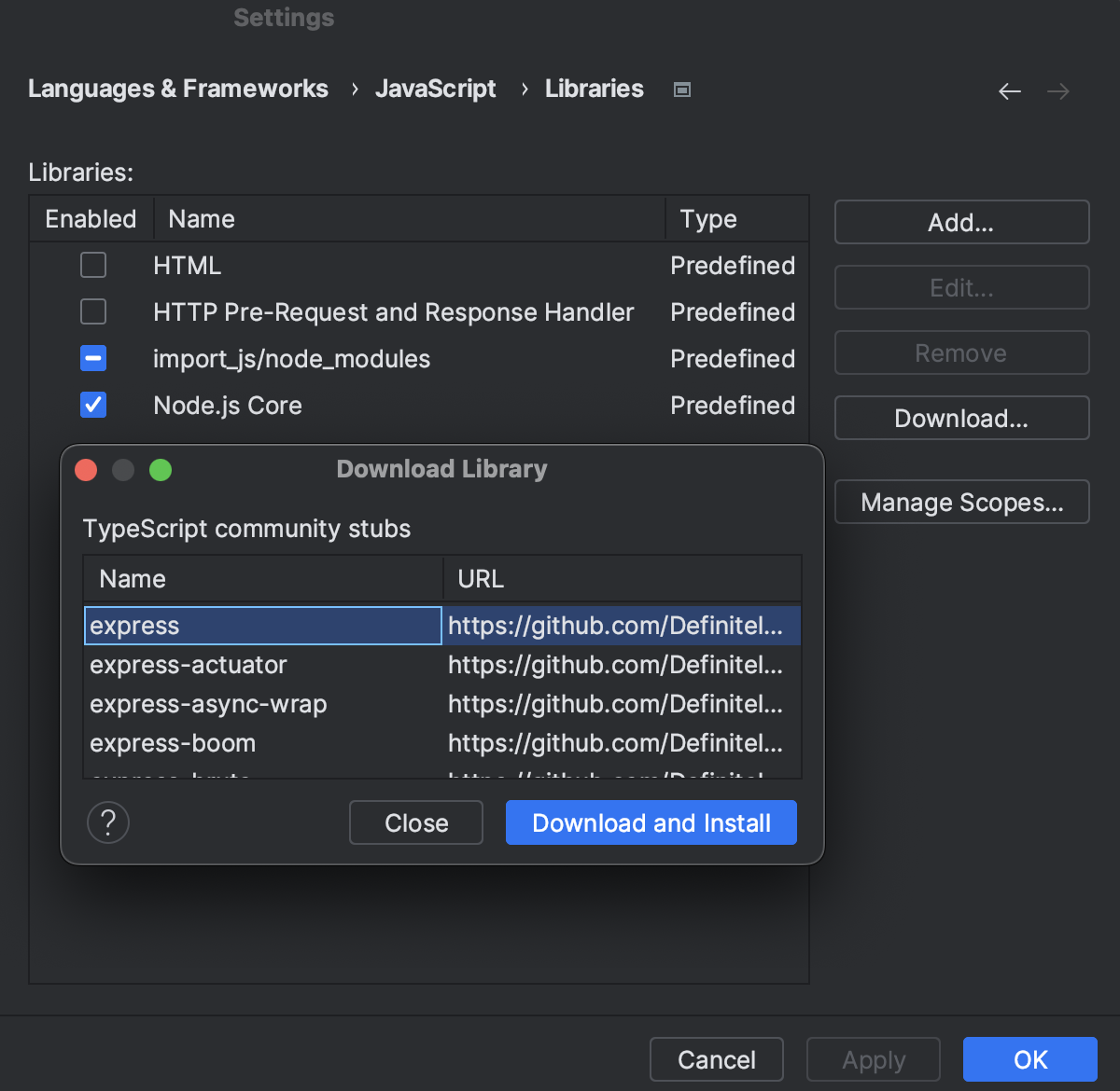 Configure JavaScript libraries | IntelliJ IDEA Documentation