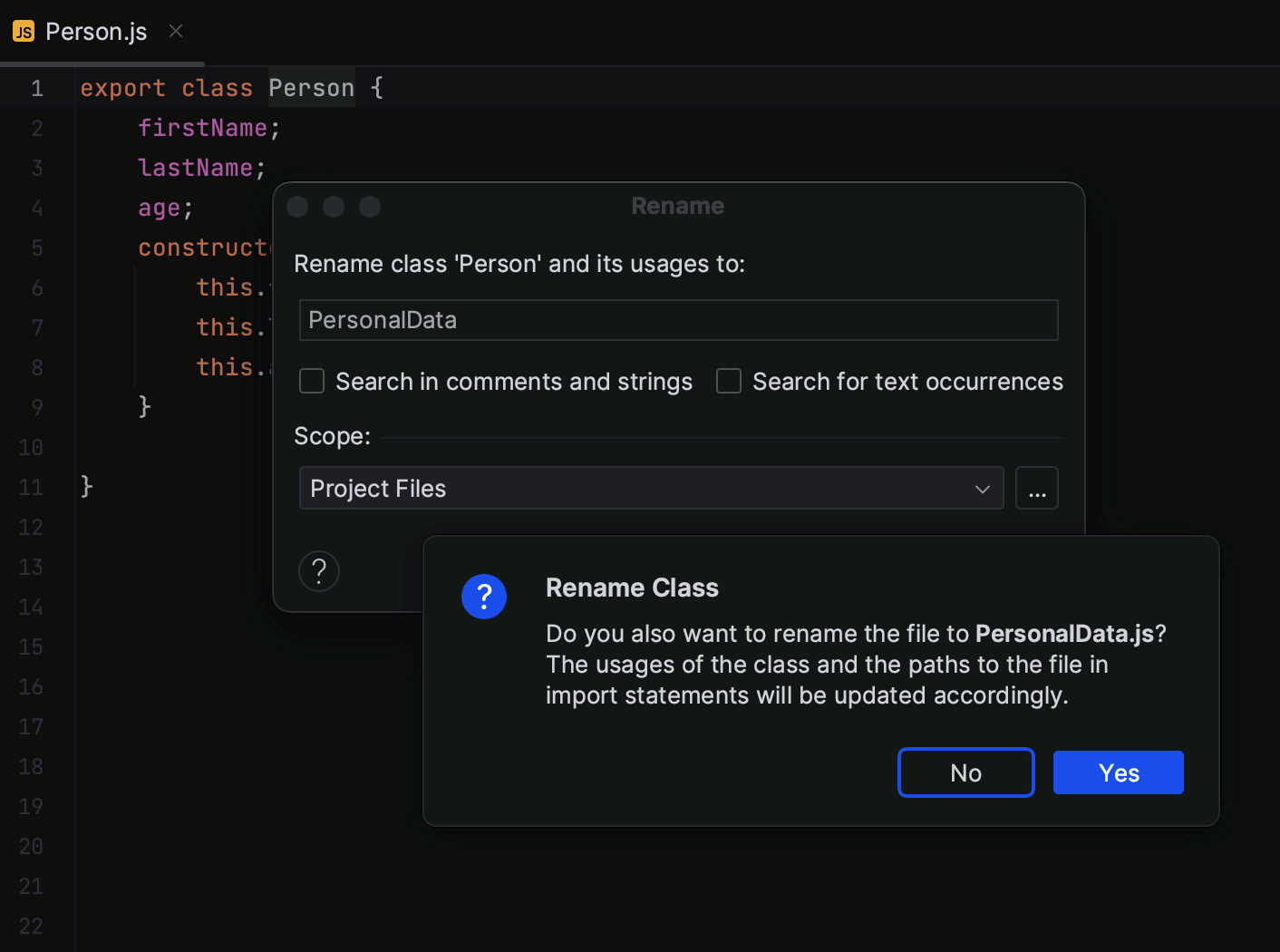 Refactoring JavaScript | GoLand Documentation