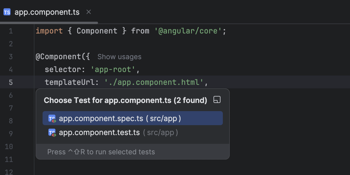 Navigate between test and test subject | WebStorm Documentation