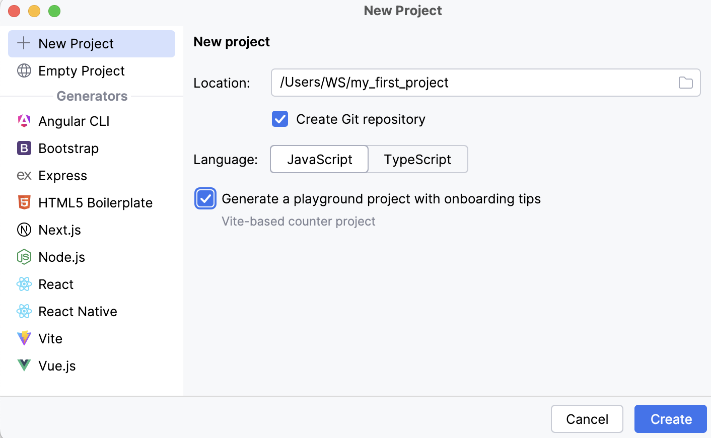 Create a playground project Create a playground project