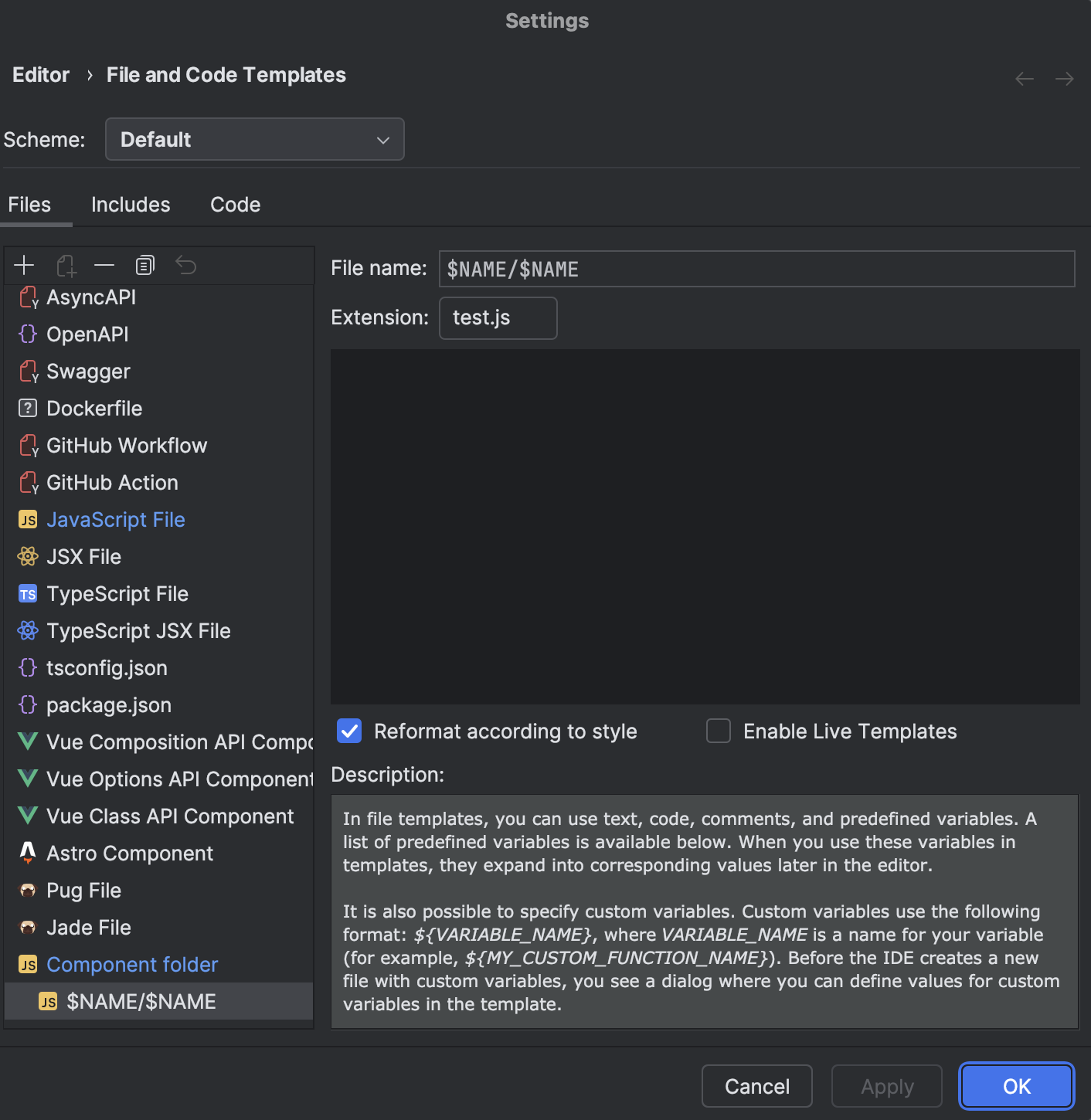 具有多个文件的模板 | WebStorm 文档