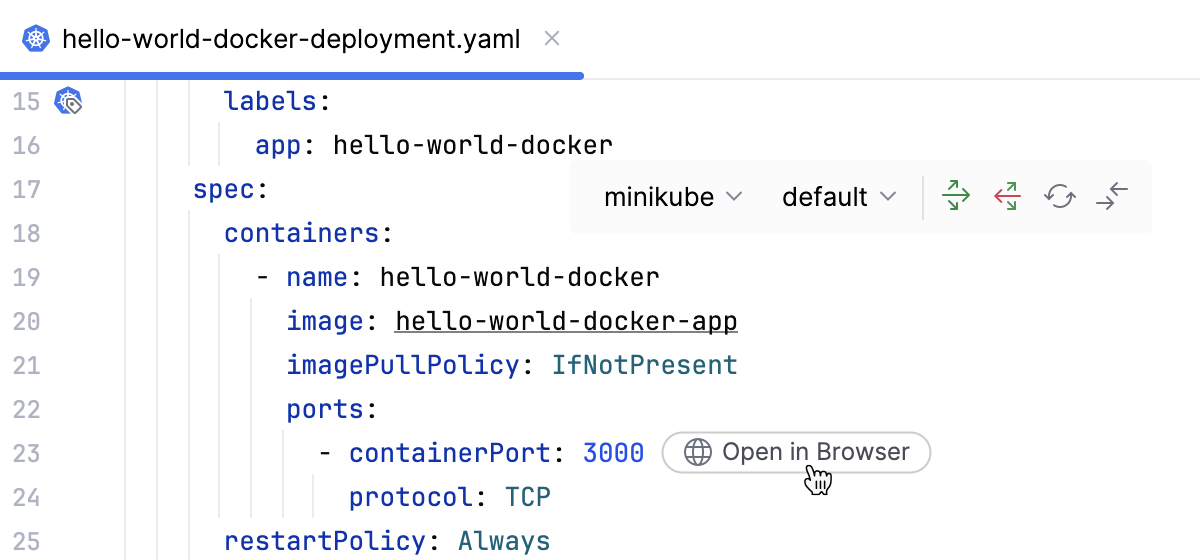 Start a new port-forwarding session in the Services tool window