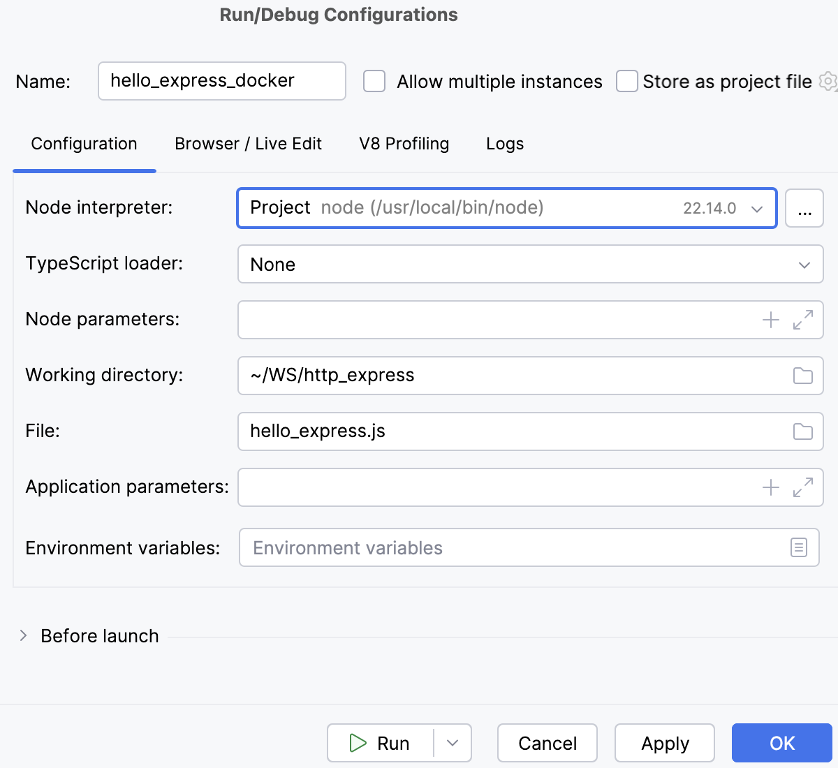 Node.js with Docker: run/debug configuration, Docker container settings Node.js with Docker: run/debug configuration, Docker container settings