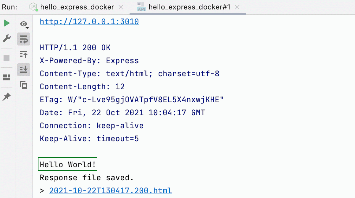 Application output is shown in the Run tool window Application output is shown in the Run tool window