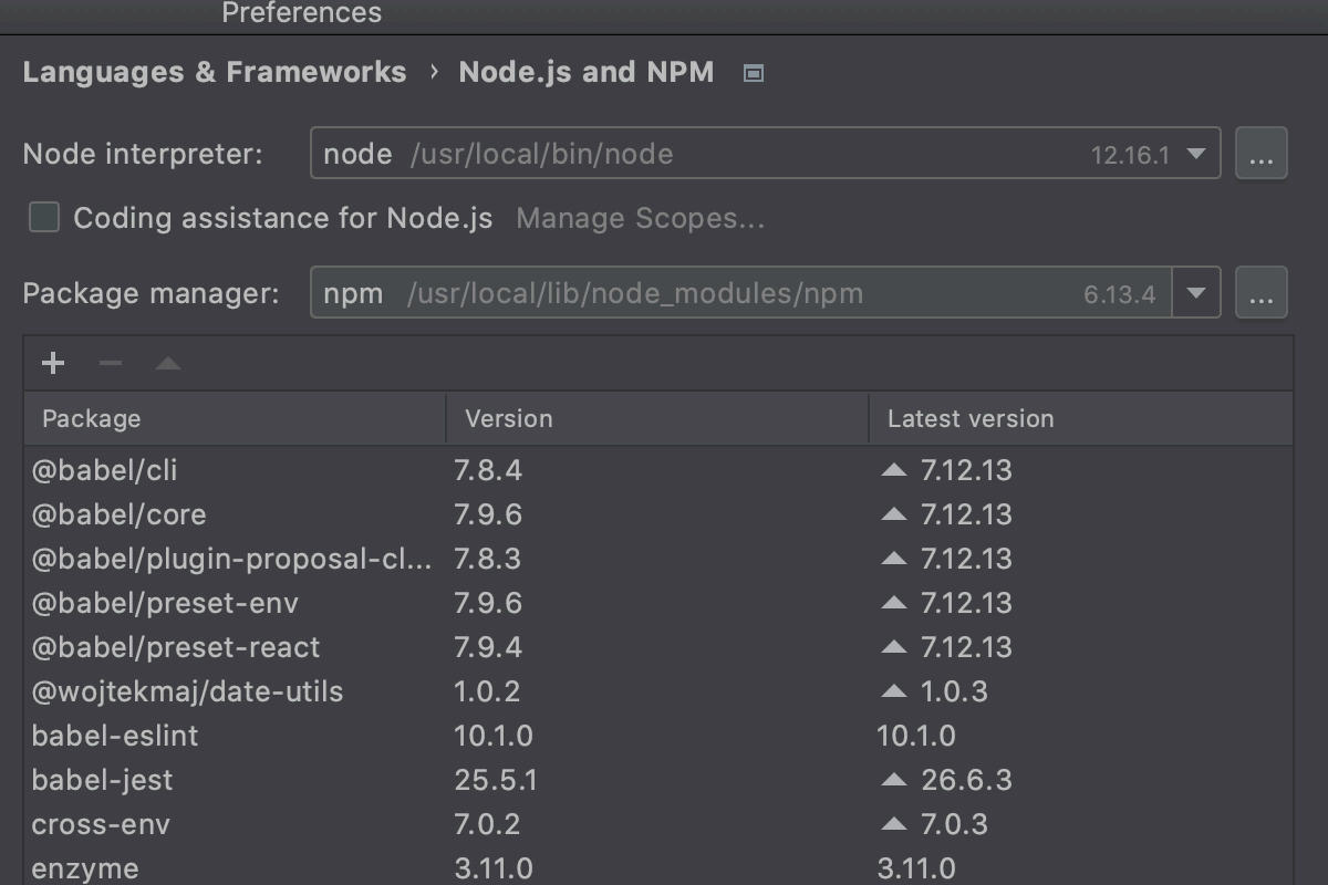 Node.js Runtimes Dialog | IntelliJ IDEA Documentation