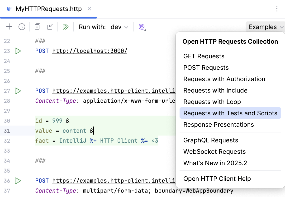 Open HTTP Requests Collection popup