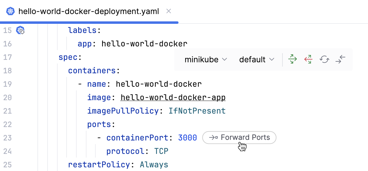 The port forwarding inlay hint