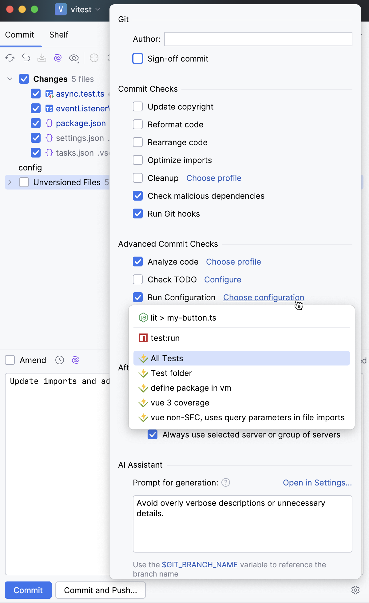 Run tests before committing files to Git