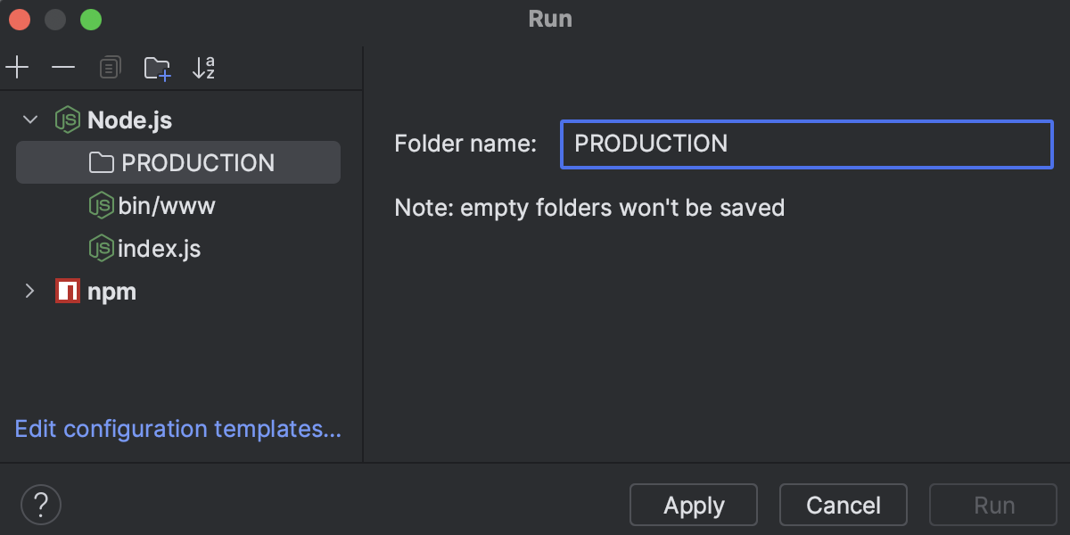 Run/debug configurations | WebStorm Documentation