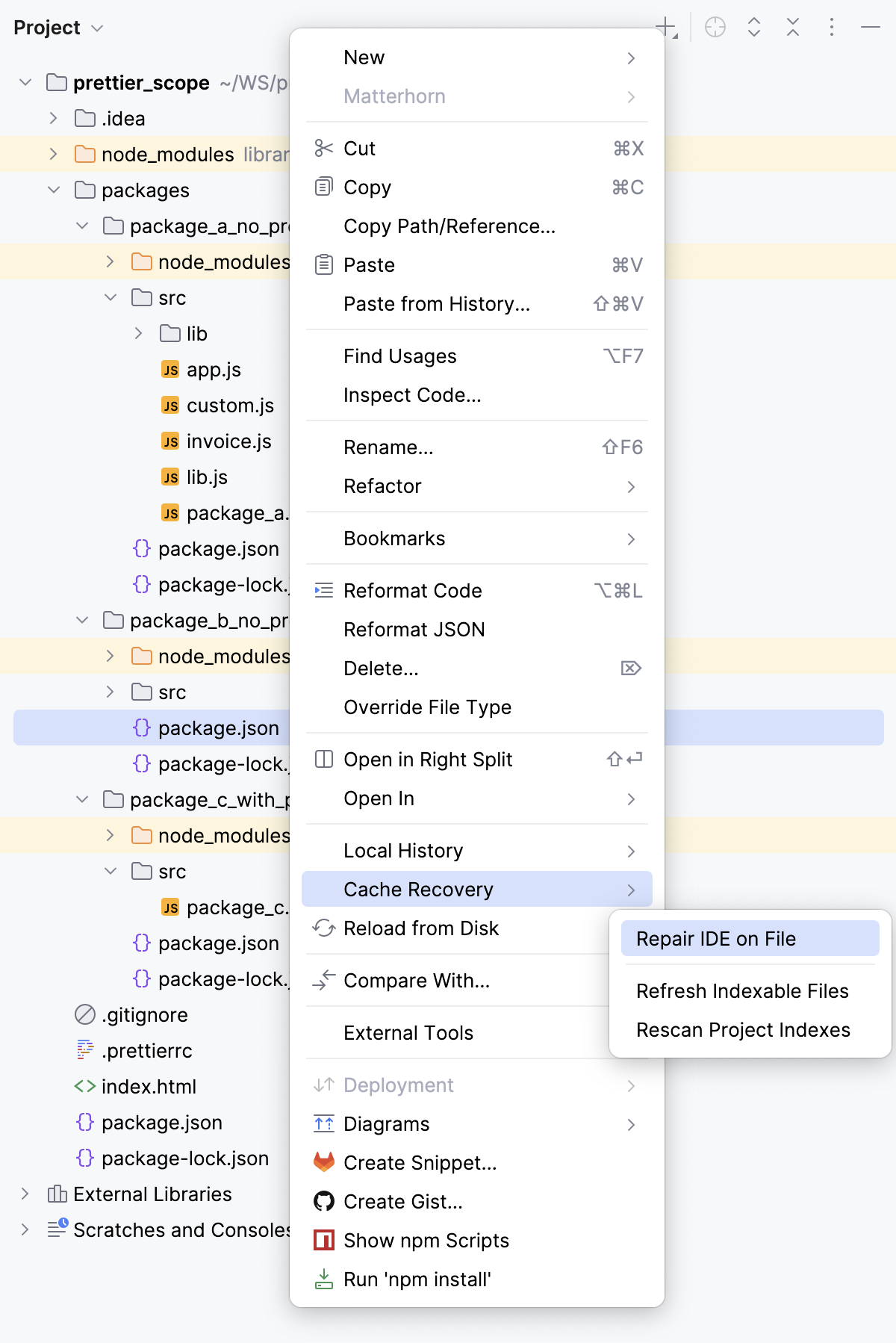 Repair IDE on a file