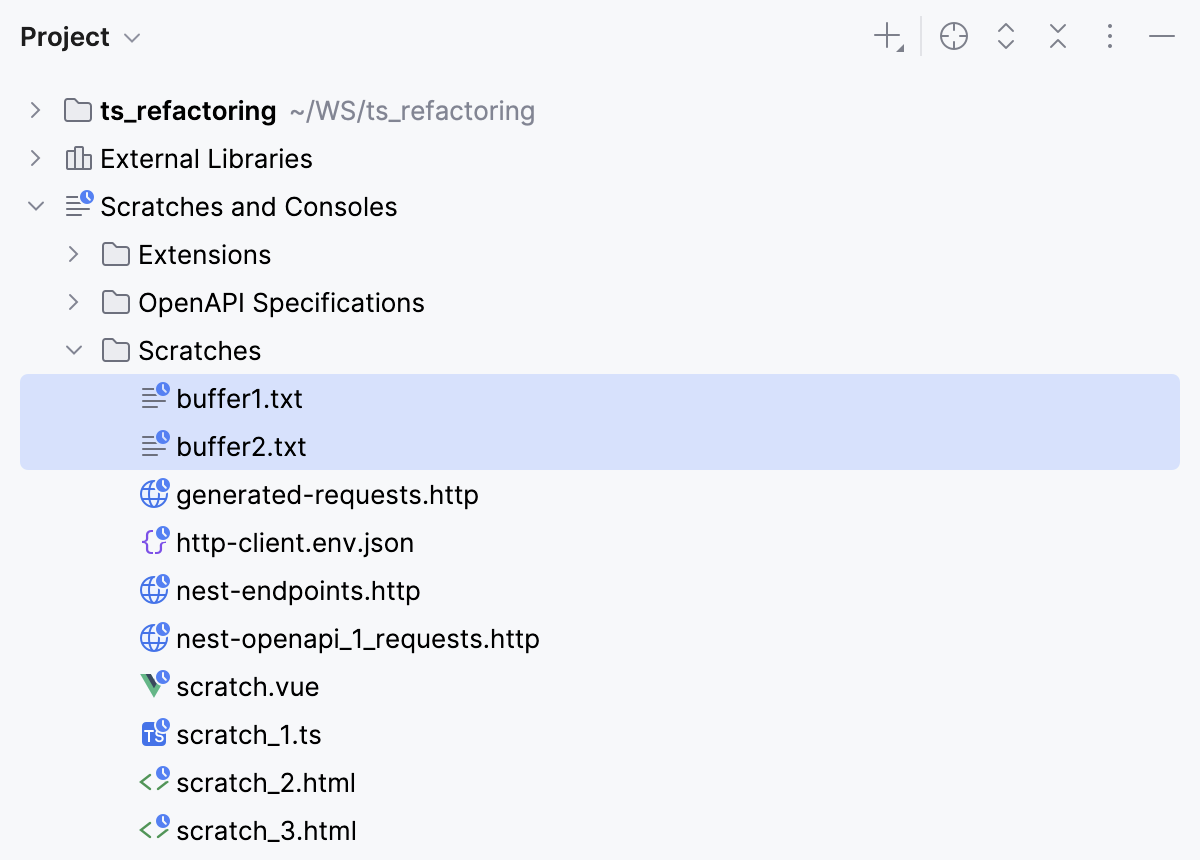 Scratches in the Project window