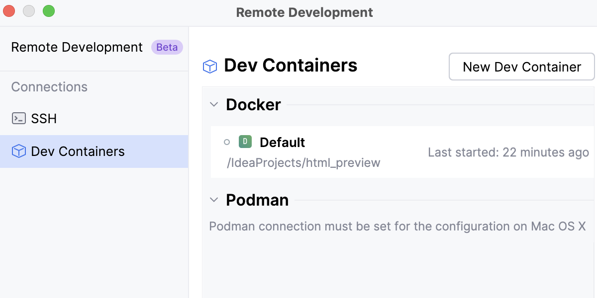 See Dev Containers