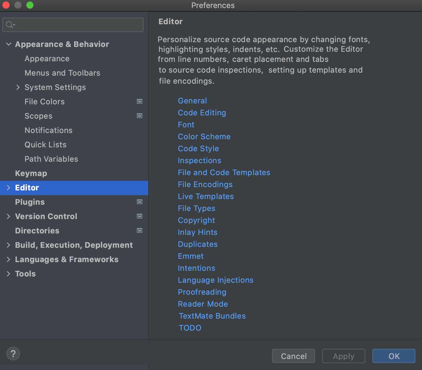 Settings: Editor Settings: Editor