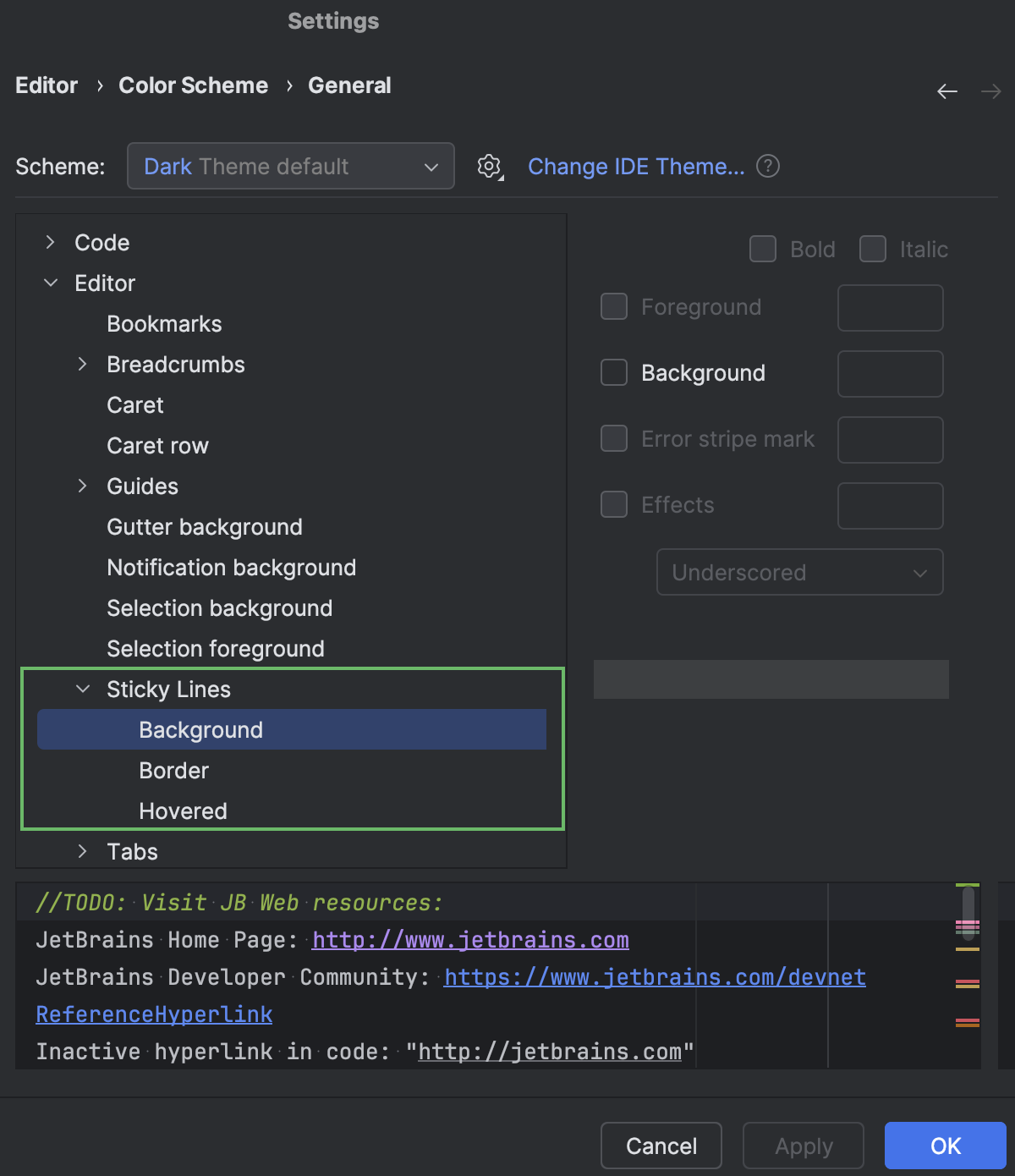 Sticky lines | WebStorm Documentation