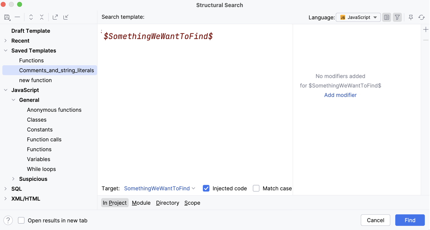 Open the list of existing templates