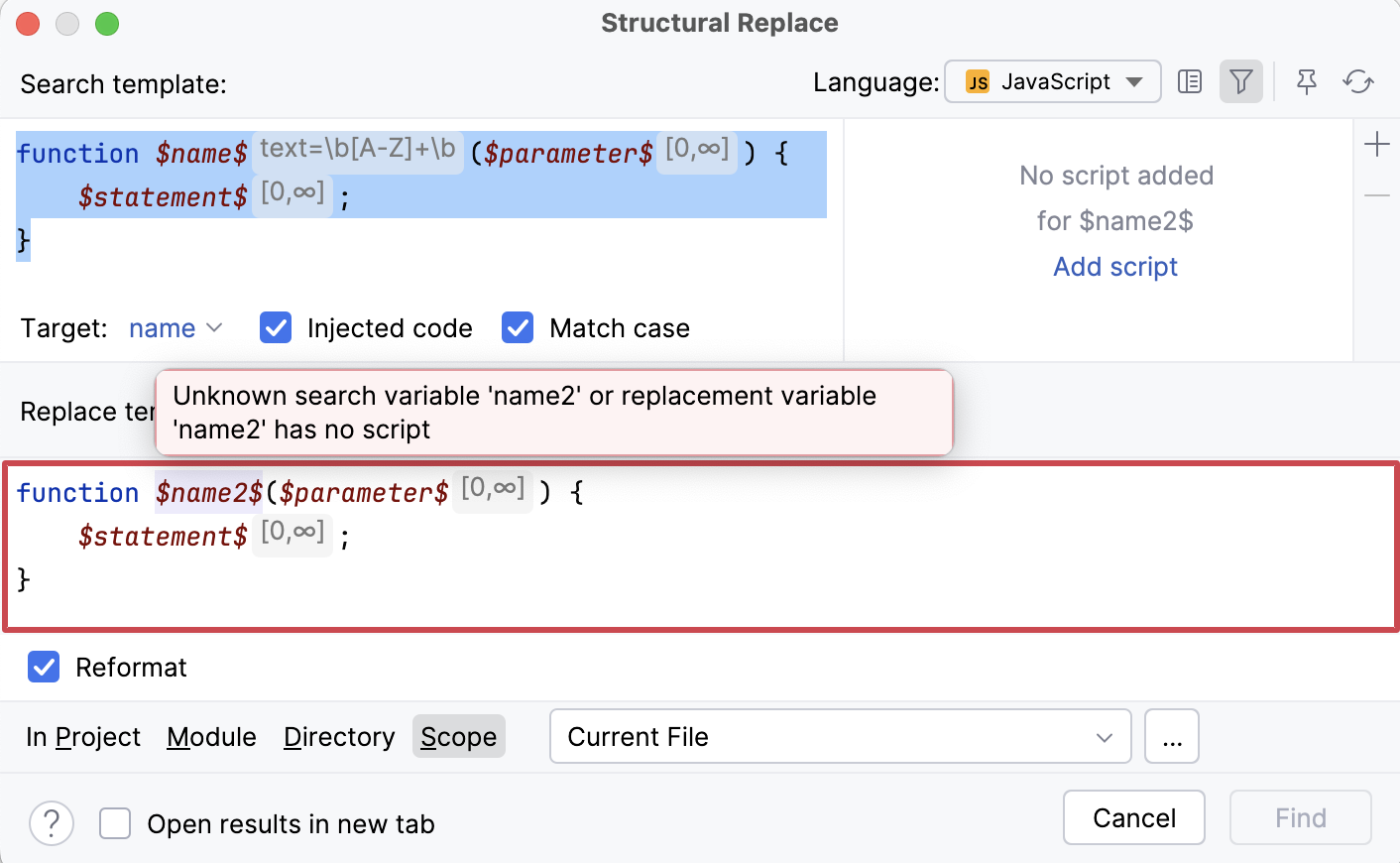 Structural Replace: specify condition