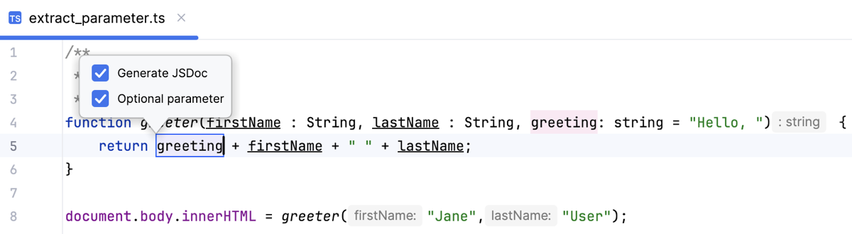 Introduce Parameter: result