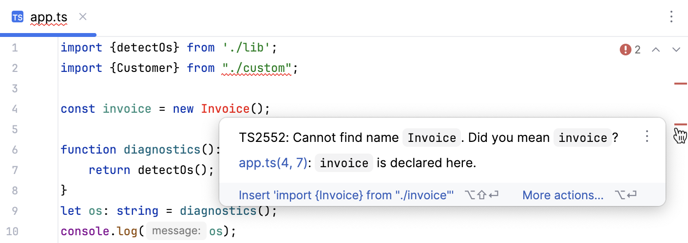 Results of instant analysis