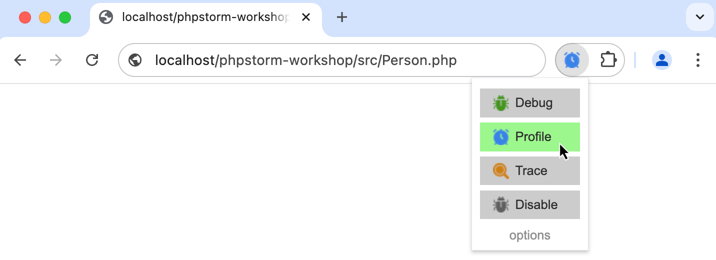 Xdebug Helper Profile mode